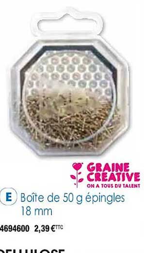 boîte de 50 g épingles 18 mm graine créative