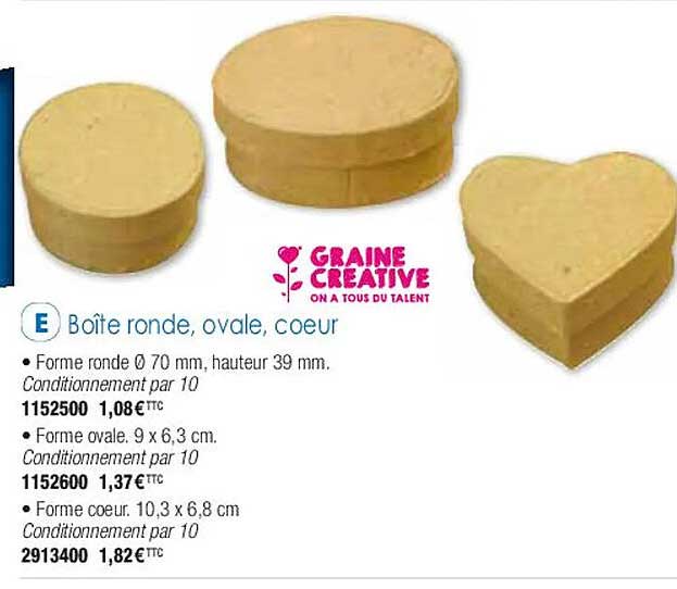 boîte ronde, ovale, cœur graine créative