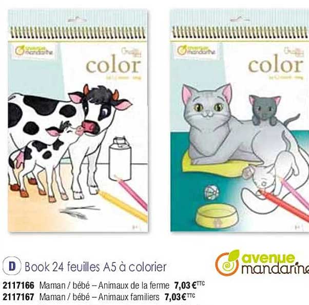 book 24 feuilles A5 à colorier avenue mandarine