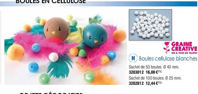 boules cellulose blanches graine créative