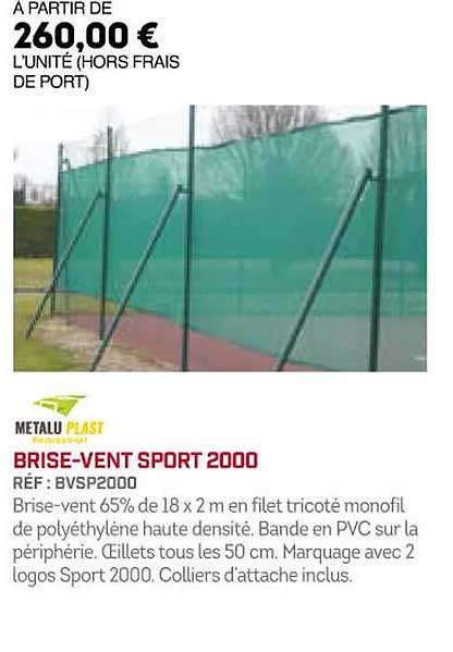 brise-vent sport 2000 metalu plast