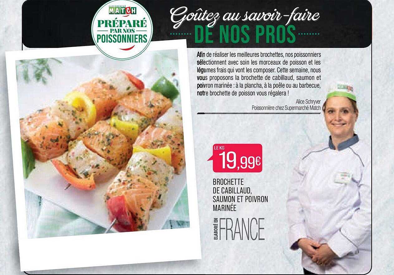 Brochette De Cabillaud, Saumon Et Poivron Marinée