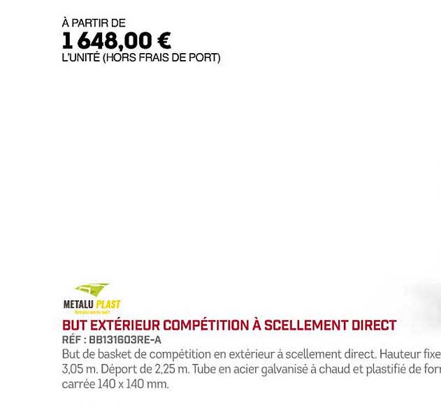 but extérieur compétition à scellement direct