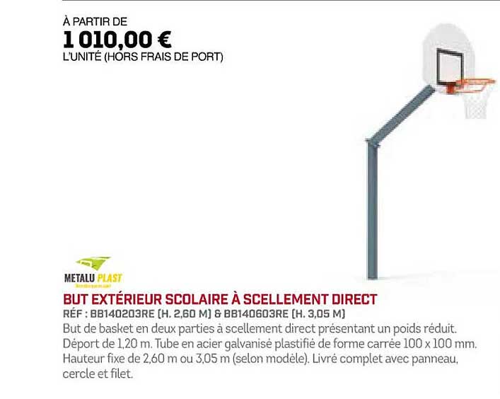 but extérieur scolaire à scellement direct metalu plast