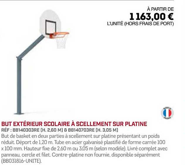 but extérieur scolaire à scellement sur plantine