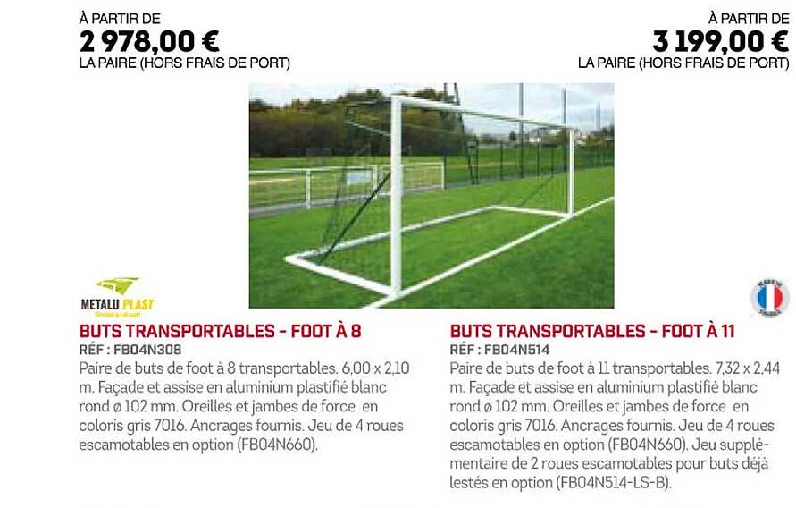buts transportables - foot à 8, buts transportables - foot à 11 metalu plast