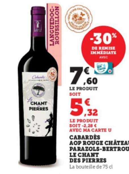 cabardès aop rouge château parazols-bertrou le chant des pierres