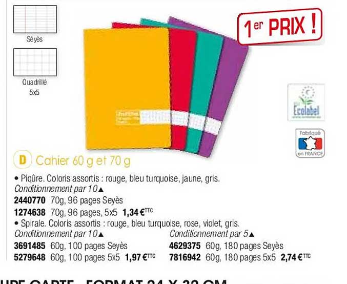 Cahier 60 G Et 70 G