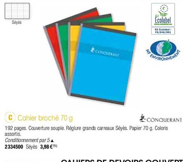 Cahier Broché 70 G Conquerant