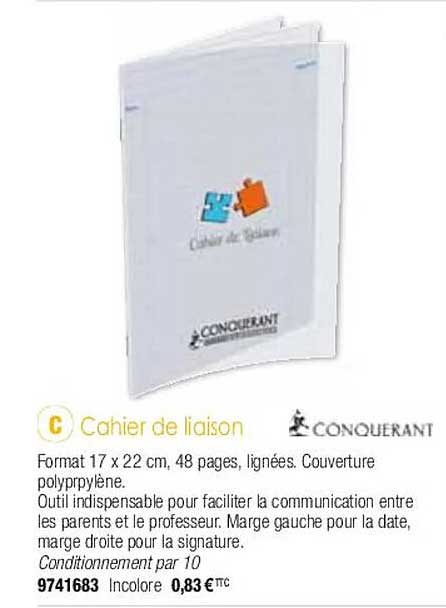 Cahier De Liaison Conquerant