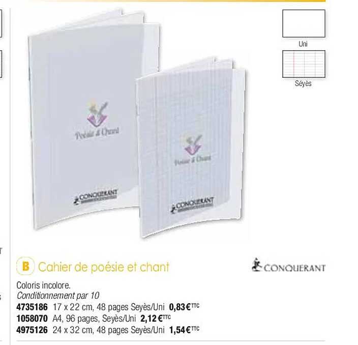 cahier de poésie et chant conquerant