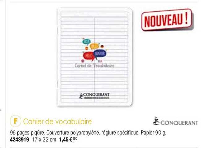 cahier de vocabulaire conquerant