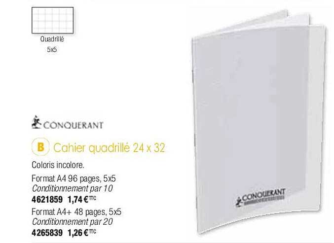 Cahier Quadrillé 24 X 32 Conquerant