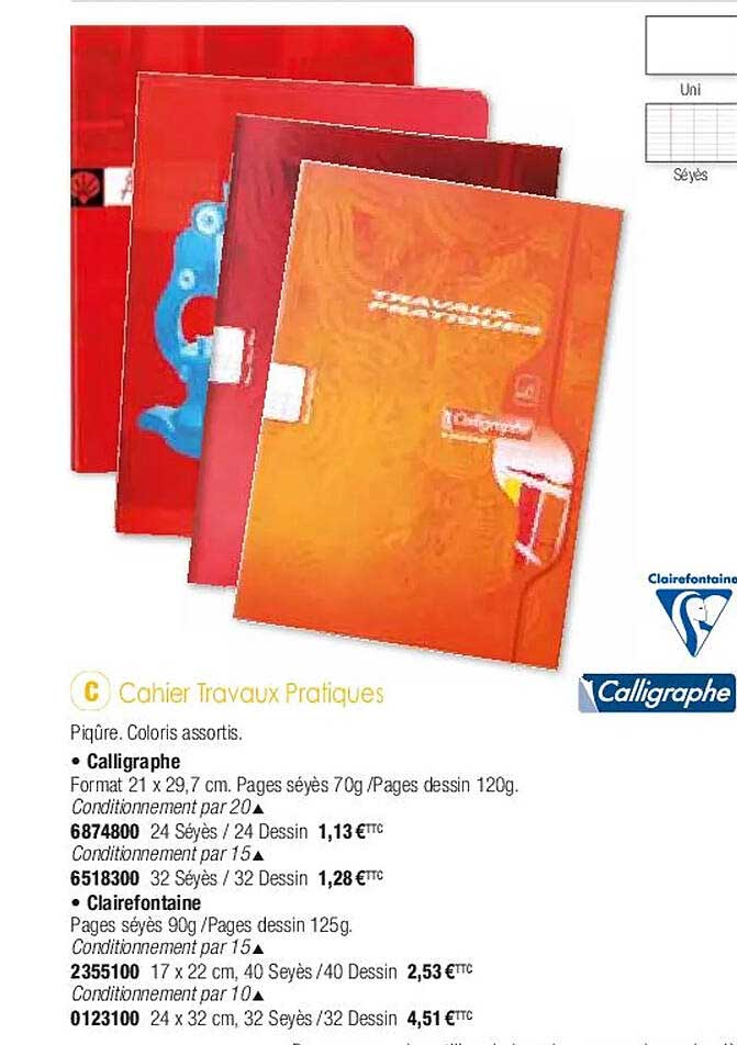 cahier travaux pratiques calligraphe