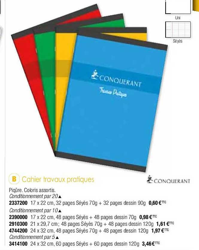 cahier travaux pratiques conquerant
