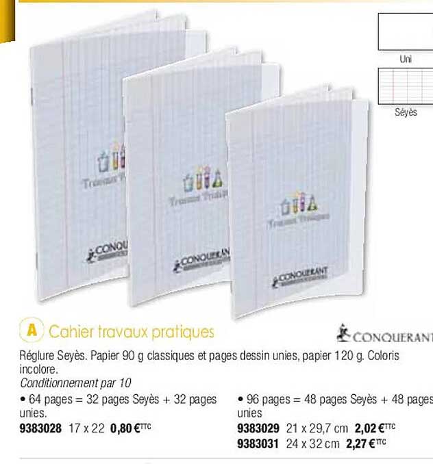 cahier travaux pratiques conquerant