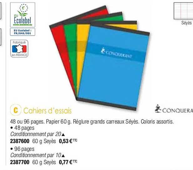 cahiers d'essais conquerant