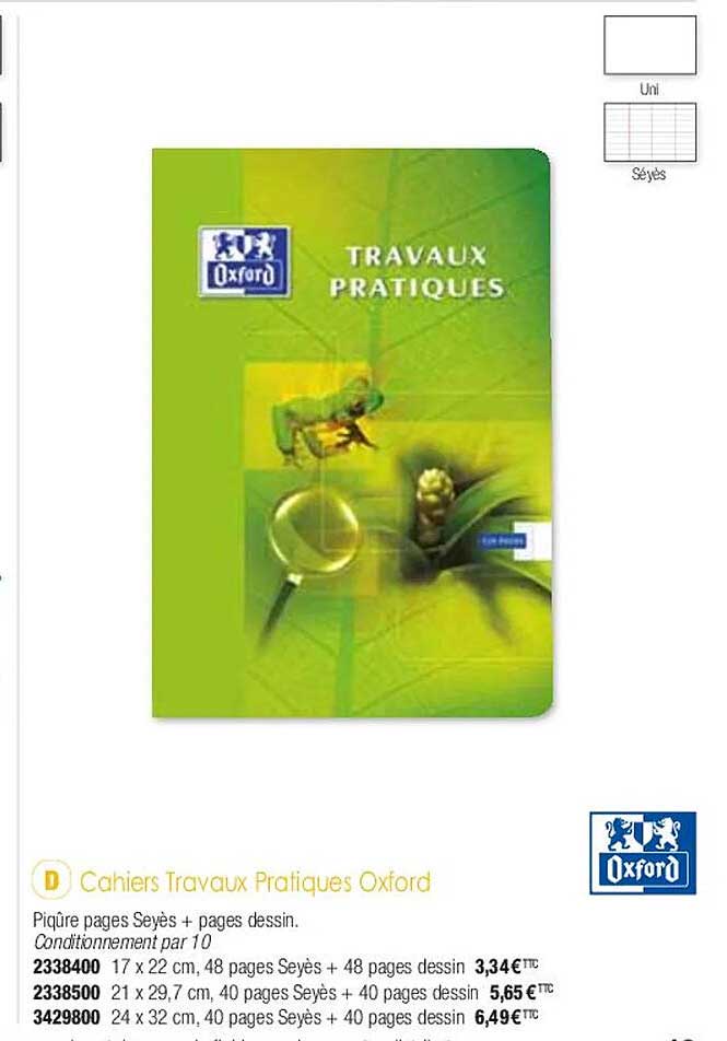 cahiers travaux pratiques oxford