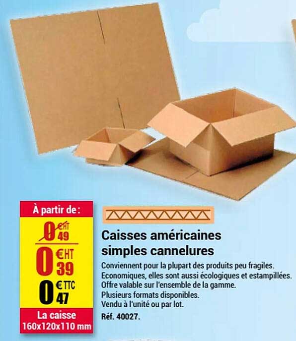 caisses américaines simples cannelures