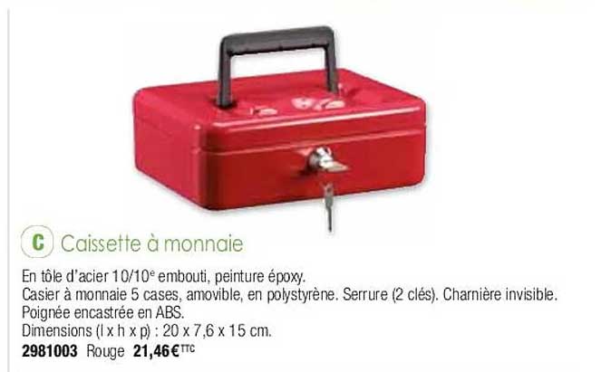 caissette à monnaie