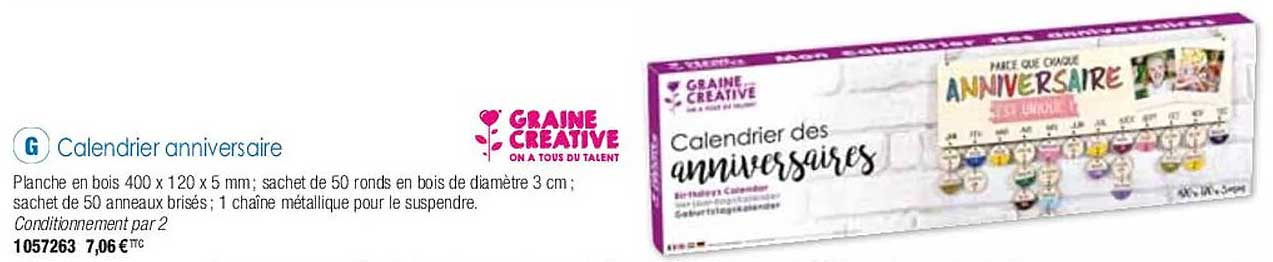 calendrier anniversaire graine créative