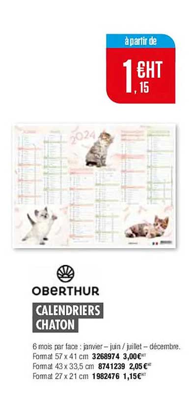 Calendriers Chaton Oberthur
