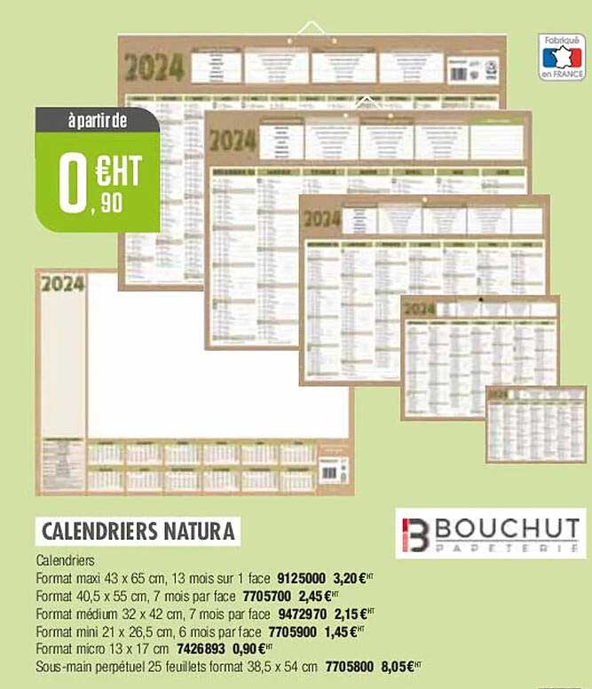 Calendriers Natura Bouchut