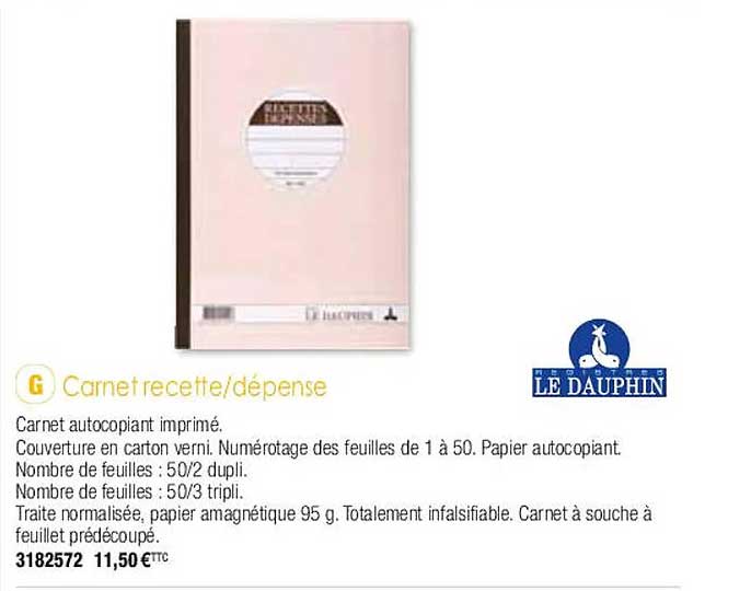carnet recette-dépense le dauphin