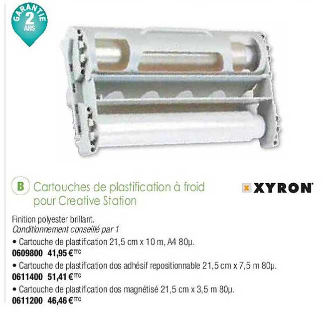 cartouches de plastification à froid pour créative station xyron