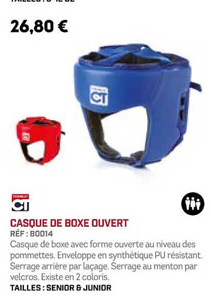 casque de boxe ouvert