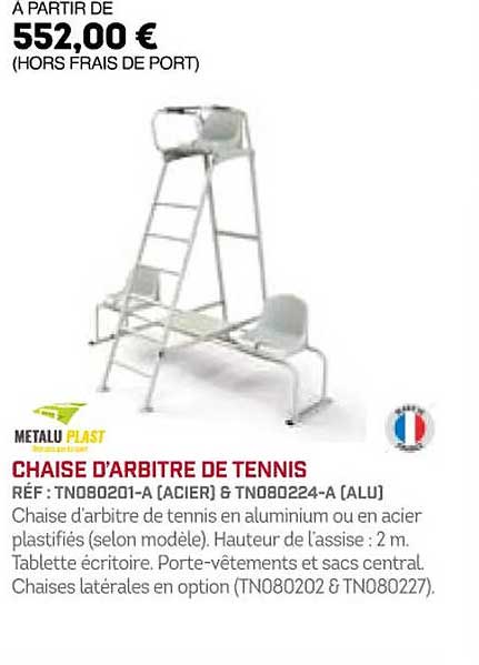 chaise d'arbitre de tennis metalu plast