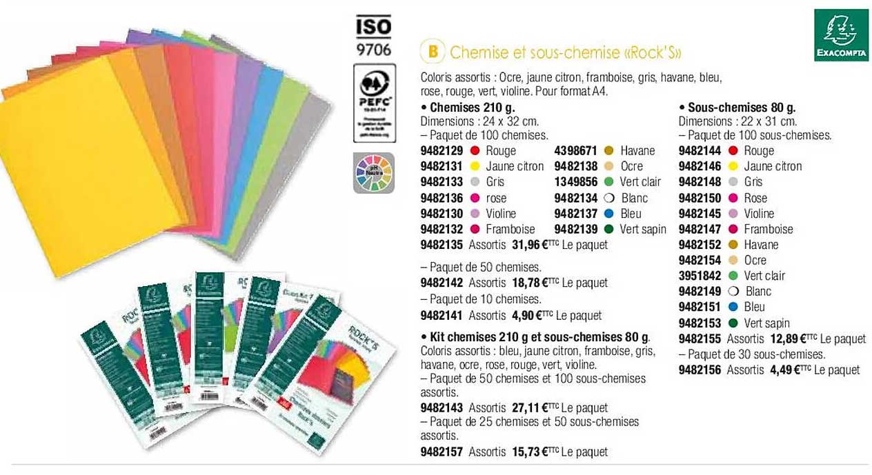 chemise et sous-chemise «rock's» exacompta