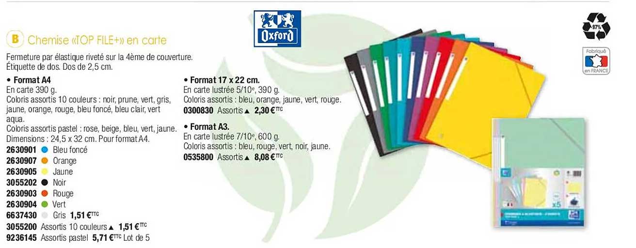 Chemise «top File+» En Carte Oxford