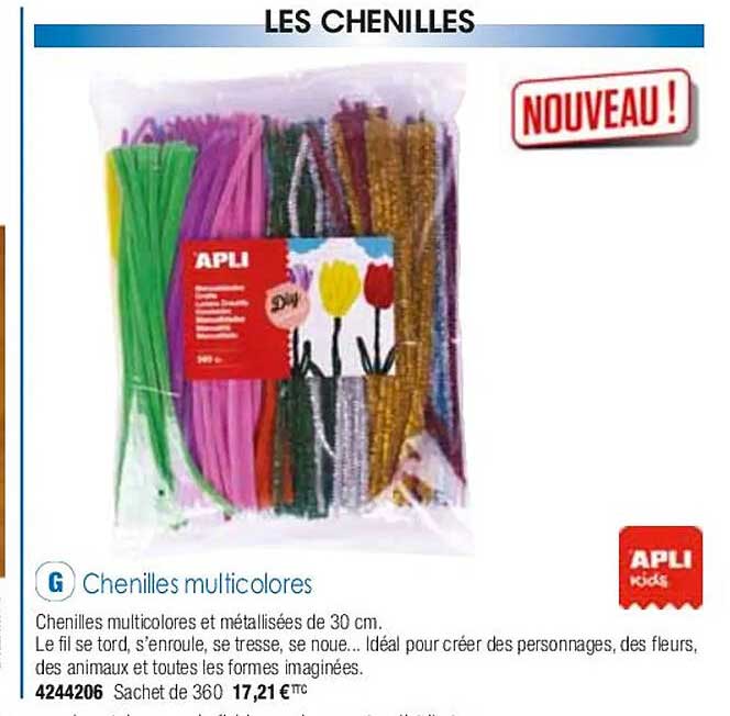 chenilles multicolores apli kids