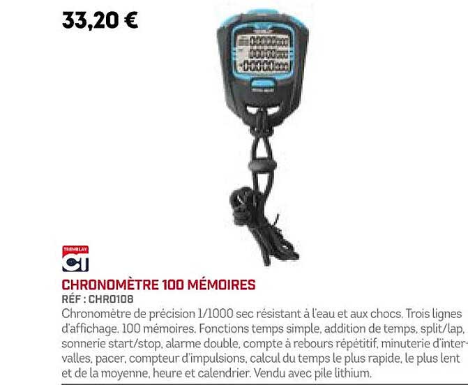 chronomètre 100 mémoires