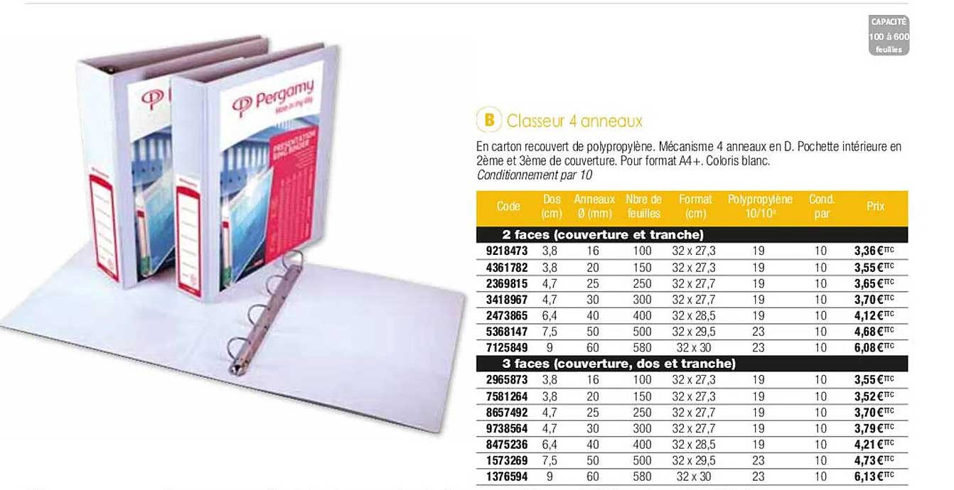 Classeur 4 Anneaux Pergamy