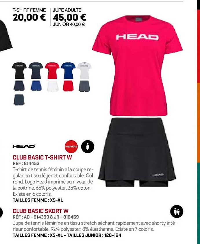 club basic t-shirt w, club basic skort w head
