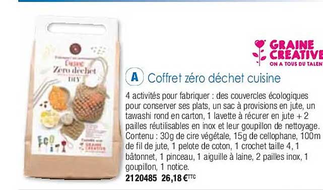 coffret zéro déchet cuisine graine créative