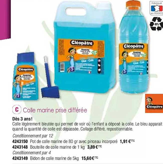 colle marine prise différée