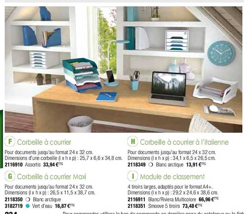 corbeille à courrier, corbeille à courrier maxi, corbeille à courrier à l'italienne, module de classement