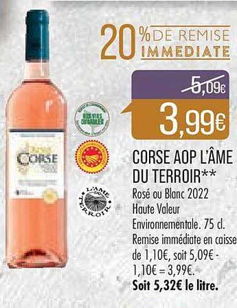 Corse Aop L'âme Du Terroir Rosé Ou Blanc 2022