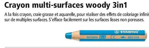 crayon multi-surfaces woody 3 in 1 stabilo