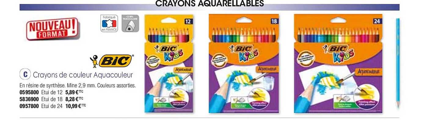 Crayons De Couleur Aquacouleur Bic