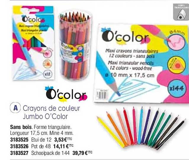 crayons de couleur jumbo o'color