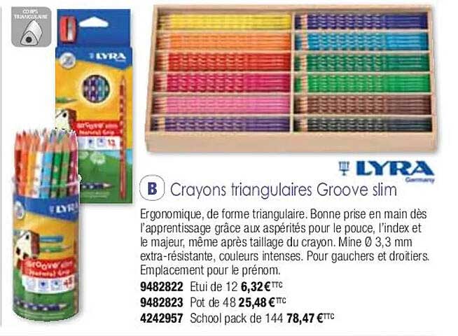 crayons triangulaires groove slim lyra