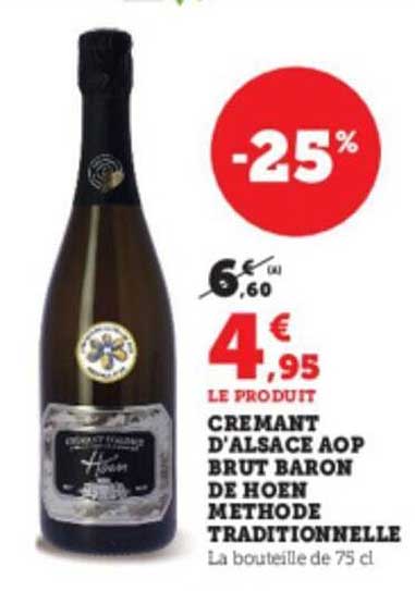 Crémant D'alsace Aop Brut Baron De Hoen Méthode Traditionnelle