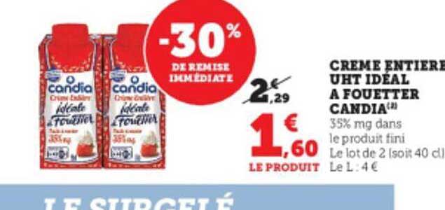 crème entière uht idéal à fouetter candia