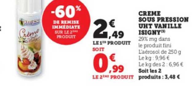 crème sous pression uht vanille isigny