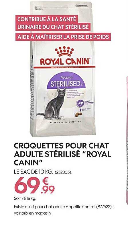 croquettes pour chat adulte stérilisé royal canin
