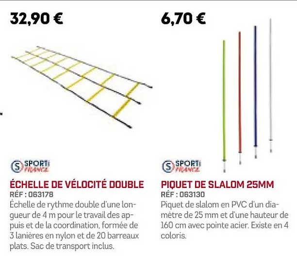 échelle de vélocité double, piquet de slalom 25mm